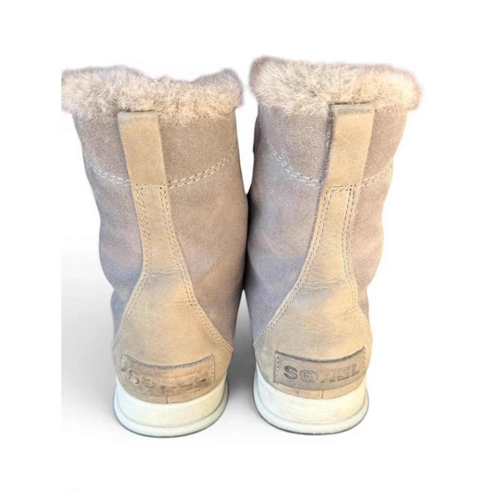 Sorel Boots Womens 10 Grey Explorer Joan Waterproof Suede‎ Faux Fur NL3039-052